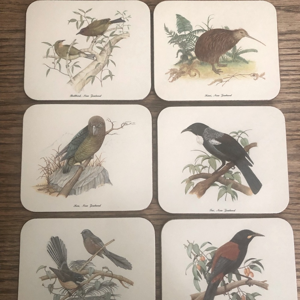 Vintage Jason drink Coasters New Zealand Birds set of 6